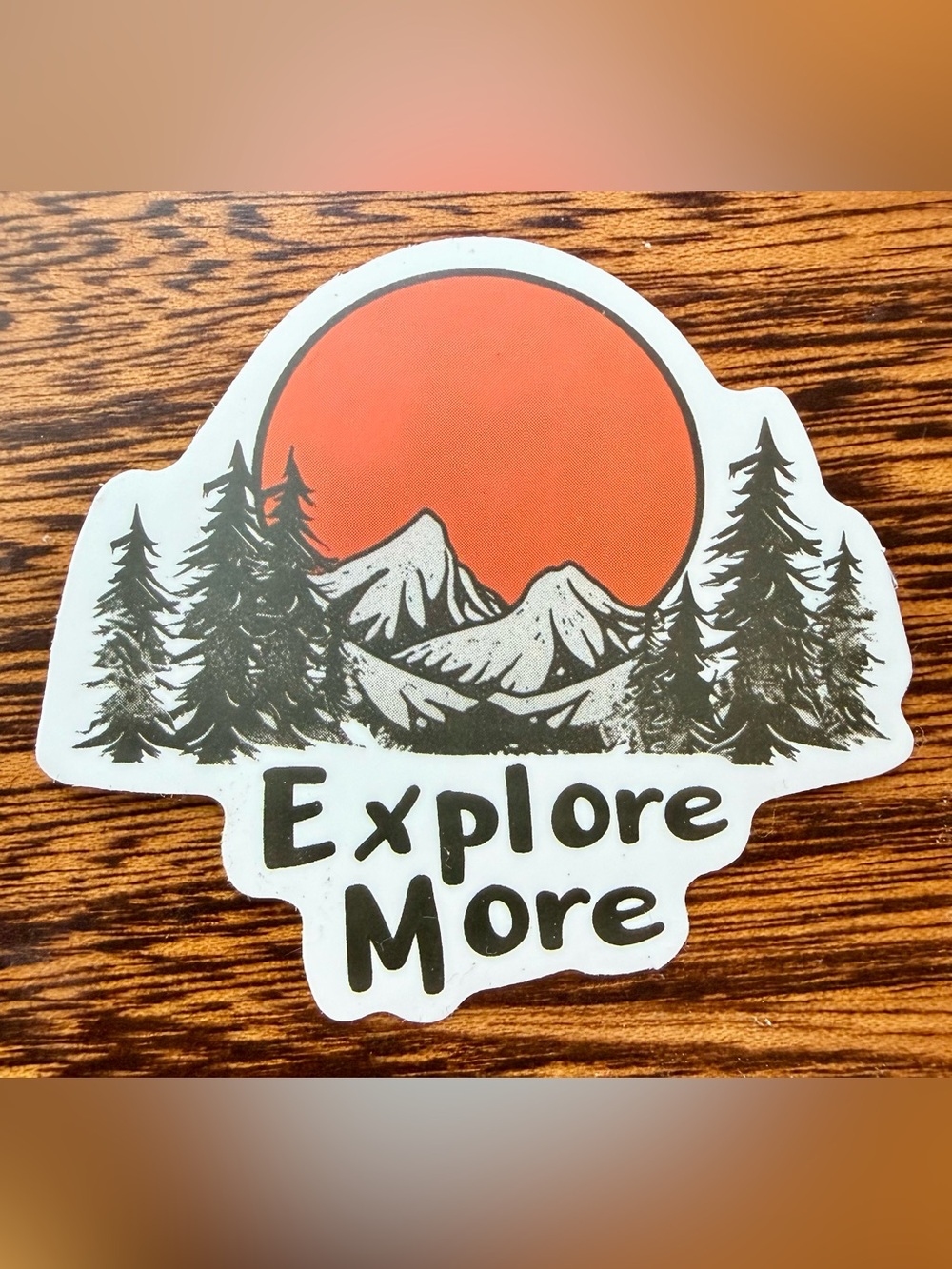 "Explore More" Outdoors Sticker Decal Sun Mountain Trees Forest Small 2 Inches